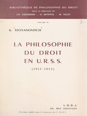 cover image of La philosophie du droit en U.R.S.S. (1917-1953)
